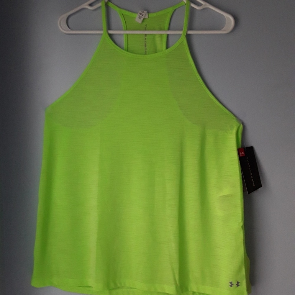Neon green racerback tank top